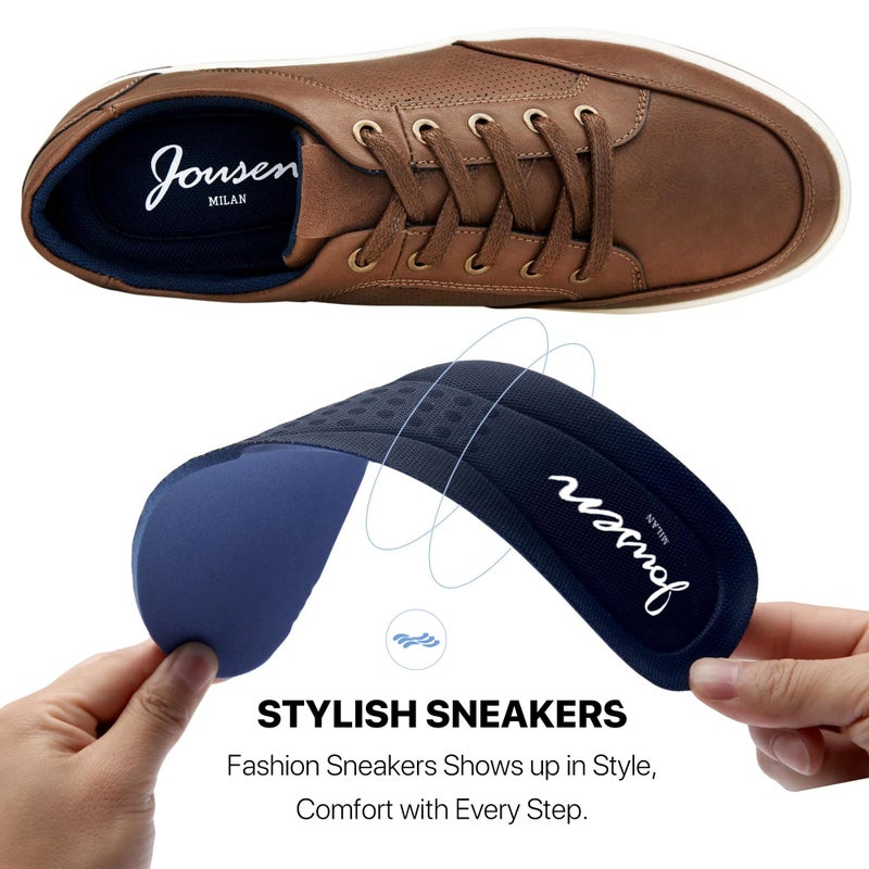 Jousen Men's Sneakers Classic Retro Casual Shoes for Men Breathable Business Dress Sneaker (A81Q07 Dark Brown 14) - Image 3